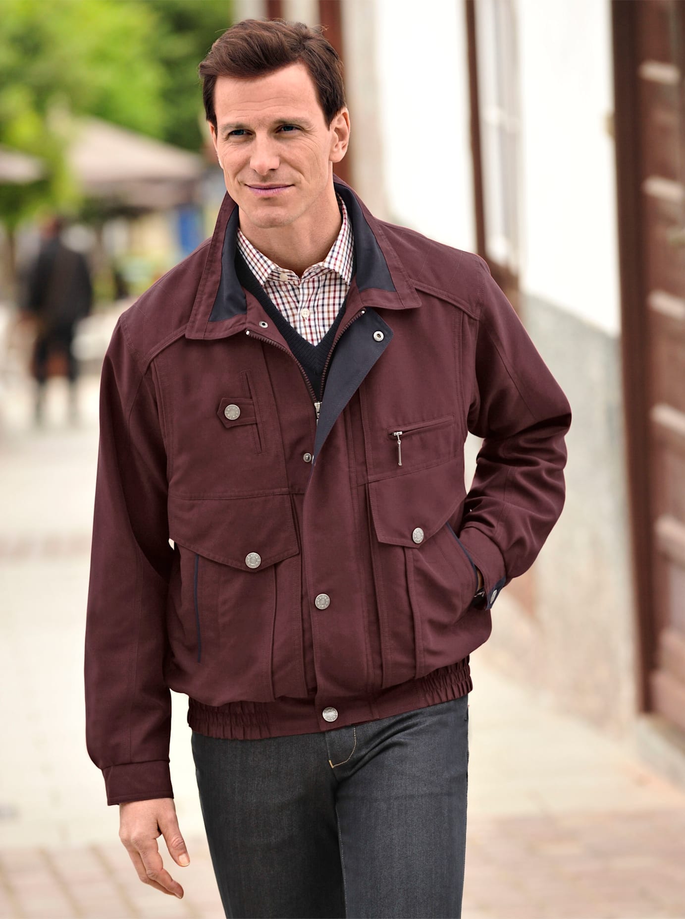 Blouson KINGS CLUB, Herren, Gr. 50, rot (bordeaux), 100% Polyester, unifarben, Jacken Blouson bordeaux 50