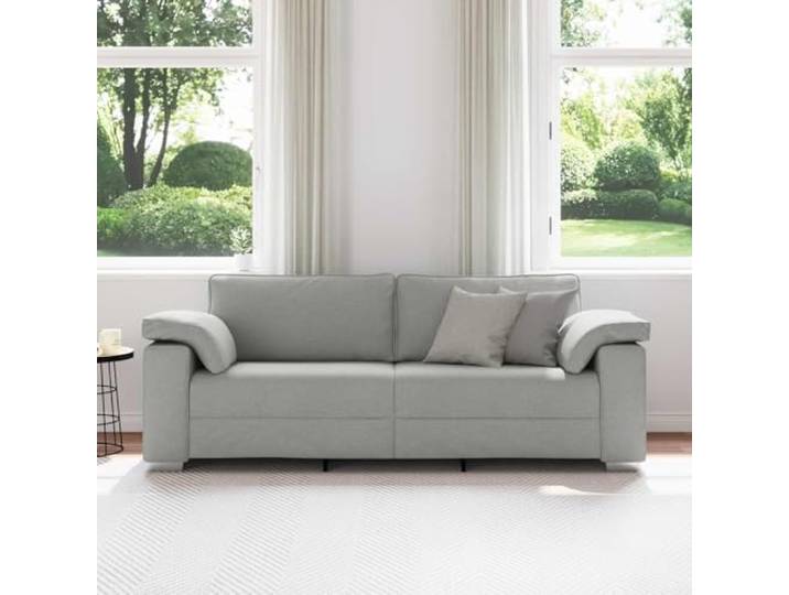 KTHLBRH Sofa für 3 Personen, Wolkengrau, 220 cm, Stoff Breite Armlehnen, atmungsaktives Design, Rahmen aus Metall, Schaumstoff und Faser, Verwendung im Innenbereich
