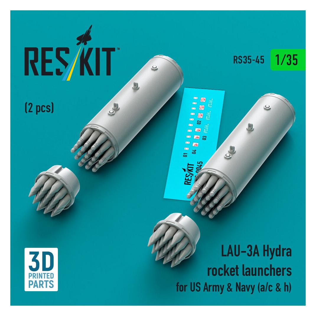 ResKit LAU-3A Hydra rocket launchers for US Army & Navy (a/c & h) (2pcs) (3D Printed) (RS35-0045)