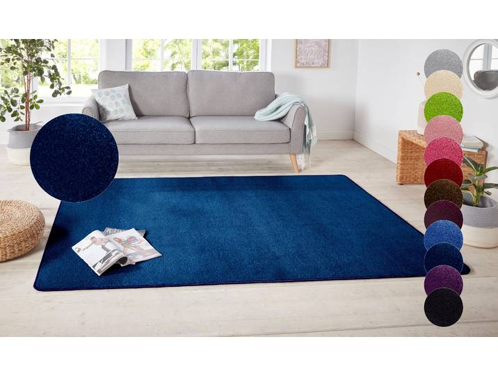 Teppich HANSE HOME Shashi Gr. 2, blau (dunkelblau), B:80cm H:8,5mm L:150cm, Kunstfaser, Teppiche, Teppich, Kurzflor, Unifarben, Läufer, weich, Esszimmer, Kinderzimmer, Flur