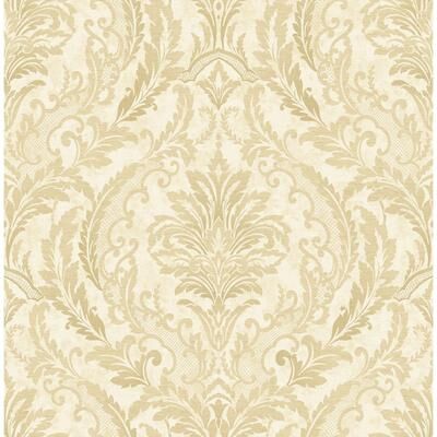 Seabrook Designs Canary Paisley Damask Unpasted Wallpaper