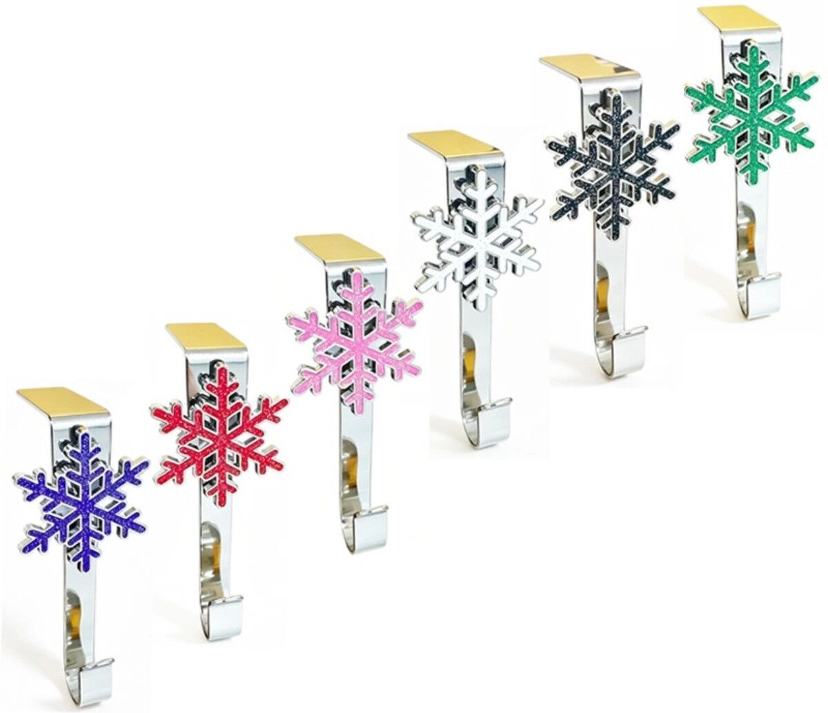 INF Schneeflocken-Weihnachtsstrumpfhaken, 4-teiliges bohrfreies Set aus Legierung für festliche Dekoration Schwarz