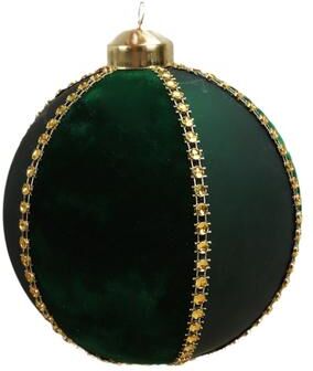 Uplift Treasures Flocked Glass Christmas Ball Ornaments With Rhinestones green 3.15 In