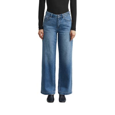 Straight-Jeans COMMA, Damen, Gr. 38, N-Gr, blau, Denim/Jeans, Obermaterial: 100% Baumwolle, unifarben, straight fit lang, Jeans Straight-Jeans, mit Gürtel-Detail / Reine Baumwolle
