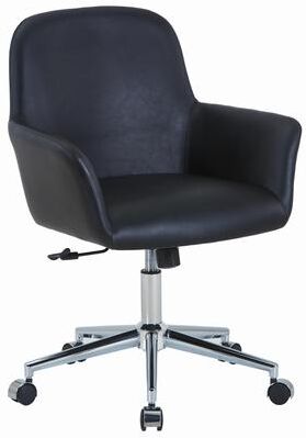 LeisureMod Vanguard Modern Adjustable Office Chair with Leather Seat, Chrome Base, Swivel