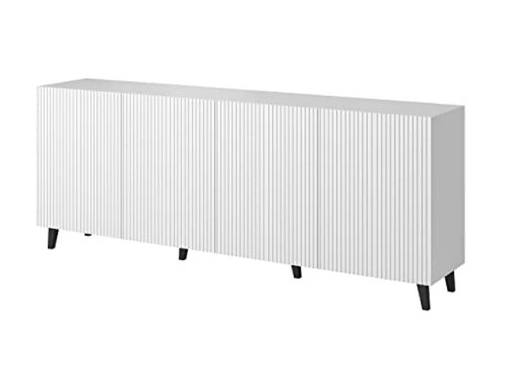 Furniture24 Kommode Pafos 200 cm Sideboard Schrank 4 türiger Wohnzimmerschrank (Weiß)