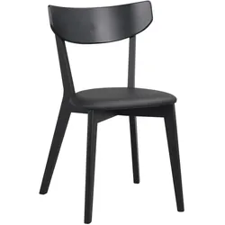 Stuhl Ami aus Eiche mit Kunstleder, skandinavisch gepolstert, 2er Set, Schwarz