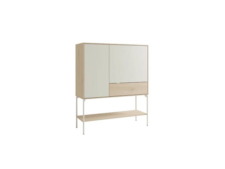 Schöner Wohnen Sideboard Laboe, Eiche Bianco, Seidengrau, Metall, 1 Schublade(n) Schubladen, 114x135x41 cm, stehend, Wohnzimmer, Kommoden & Sideboards, Sideboards