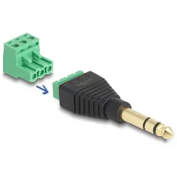 DELOCK Adapter Terminalblock 3Pin -> 6,3mm Klinke Stecker
