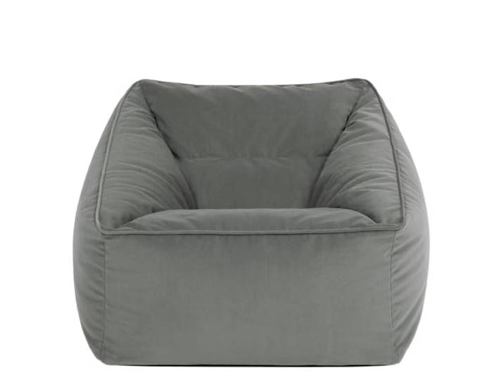Icon Natalia Samt Sitzsack Sessel mit Füllung, Grau In Deutschland Hergestellt, Sitzsack Erwachsene, Flauschiger Samtstoff, Bequemer Sessel für Wohnzimmer und Schlafzimmer