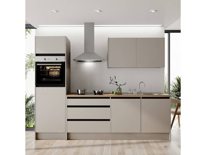 Küchenzeile Sedlec Kombi B 273 x 210 x 60cm Beige/Kaschmir Elektrogeräte Basic