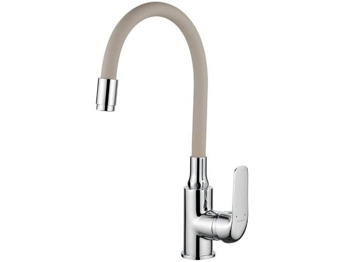 KOLMAN Küchenarmatur Wasserhahn ELZA Küchenmischer mit flexiblen Auslauf in Chrom-Beige