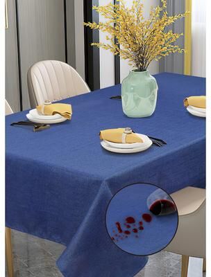 Violet Linen European Solid Linen Look Pattern Tablecloth