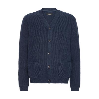 Strickjacke CLEAN CUT COPENHAGEN "Clean Cut Copenhagen Brooks Cardigan", Herren, Gr. S, blau (navy), 79% Baumwolle, 16% Polyester, 3% Elasthan, 2% Wolle, unifarben, normal, amerikanischer Ausschnitt, Strickjacken Strickjacke