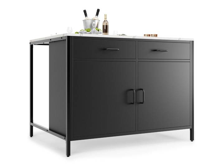Flieks Stehtisch Modern Küchenarbeitsplatte Marmor Schwarz, 100x90x90 cm, Küchen, Küchenmöbel, Kücheninseln