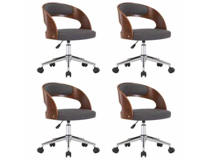 Fisinber Esszimmerstühle 4er Set Drehstuhl mit Rollen Grau Bugholz Höhenverstellbare Polsterstühle für Essbereich und Arbeitszimmer, ergonomische Formgebung mit weichem Stoffbezug.
