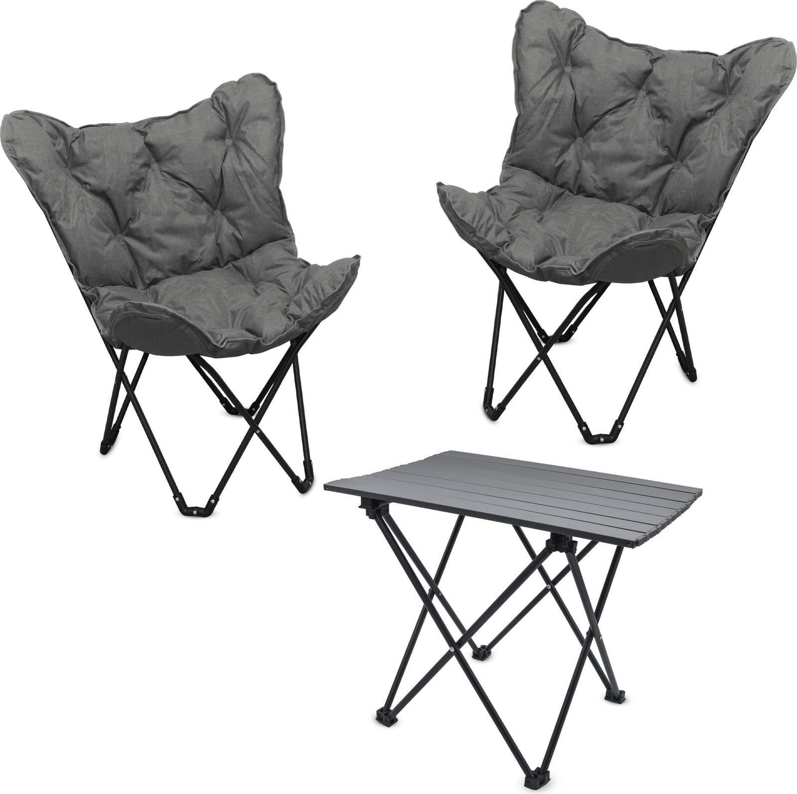 Spetebo Camping zitset met inklapbare aluminium tafel en 2 vlinderstoelen, 3-delig