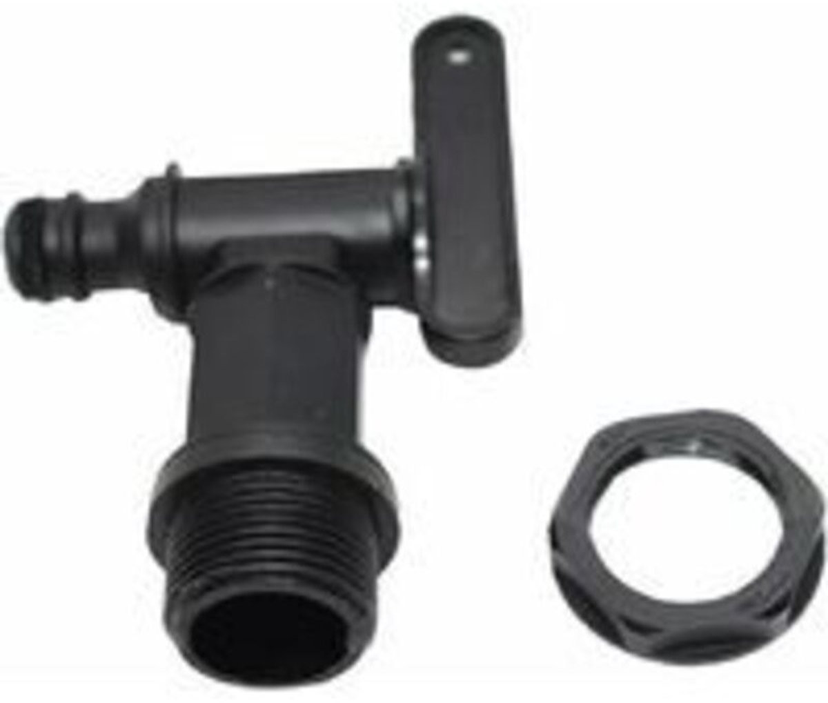 Kraan en adapter set voor 1000 liter IBC-watertanks en regenwateropvangsystemen met slangkoppeling