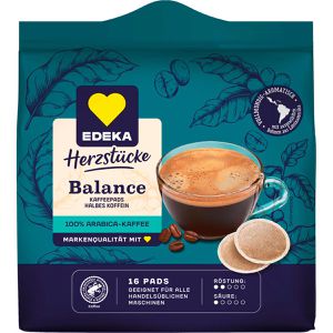 Edeka Kaffeepads Herzstücke Balance, leichte Röstung, 100% Arabica, 16 Pads