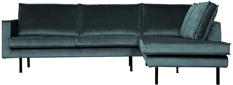 Pharao24.de L Sofa in Petrol Samt Retrostil