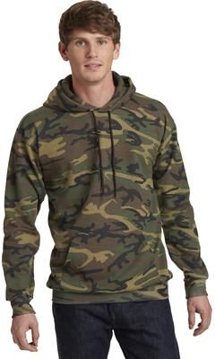Port & Company PC78HC Core Fleece Camo Pullover Hooded Sweatshirt in Military size 4XL