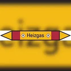 Rohrleitungskennzeichen Heizgas - 100x15 mm Folie selbstklebend