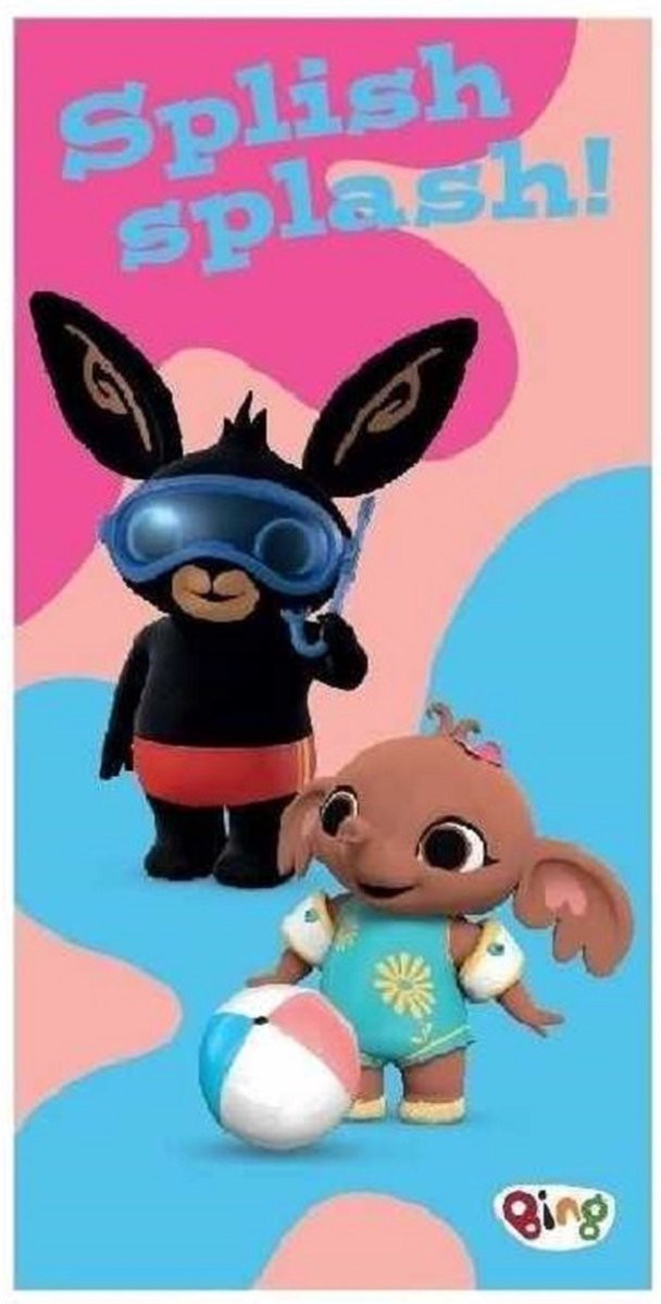 Bing Bunny strandlaken Bing en Sula - roze met blauw - 140 x 70 cm