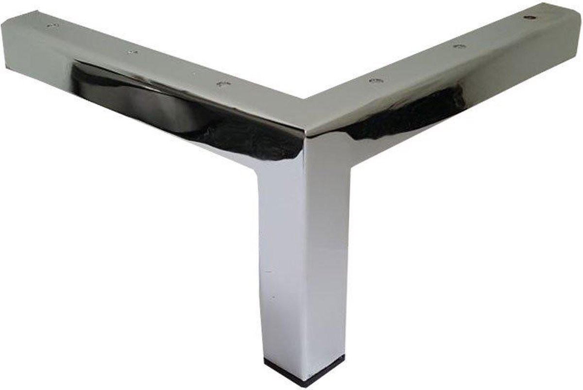 Set van 4 chroom stalen meubelpoot hoek 3 x 3 cm, Hoogte: 13 cm