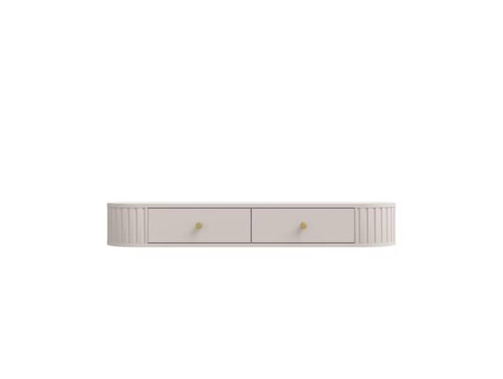 Margaret Hadas24 Schminktisch Olivia Sandbeige 123x36 cm mit 2 Schubladen Moderner Kosmetiktisch Schlafzimmer Ankleidezimmer dekorativen Fräsungen
