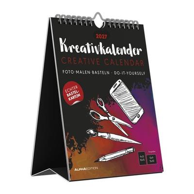 Kreativkalender Tischaufsteller hoch schwarz 2027