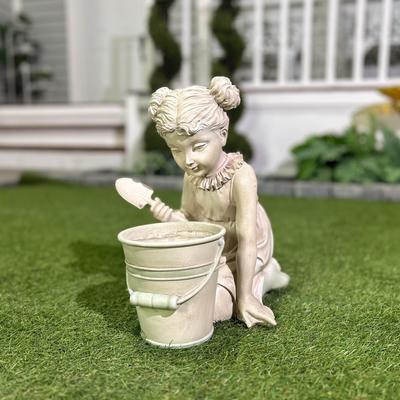 Hi-Line Little Girl Planter Statue