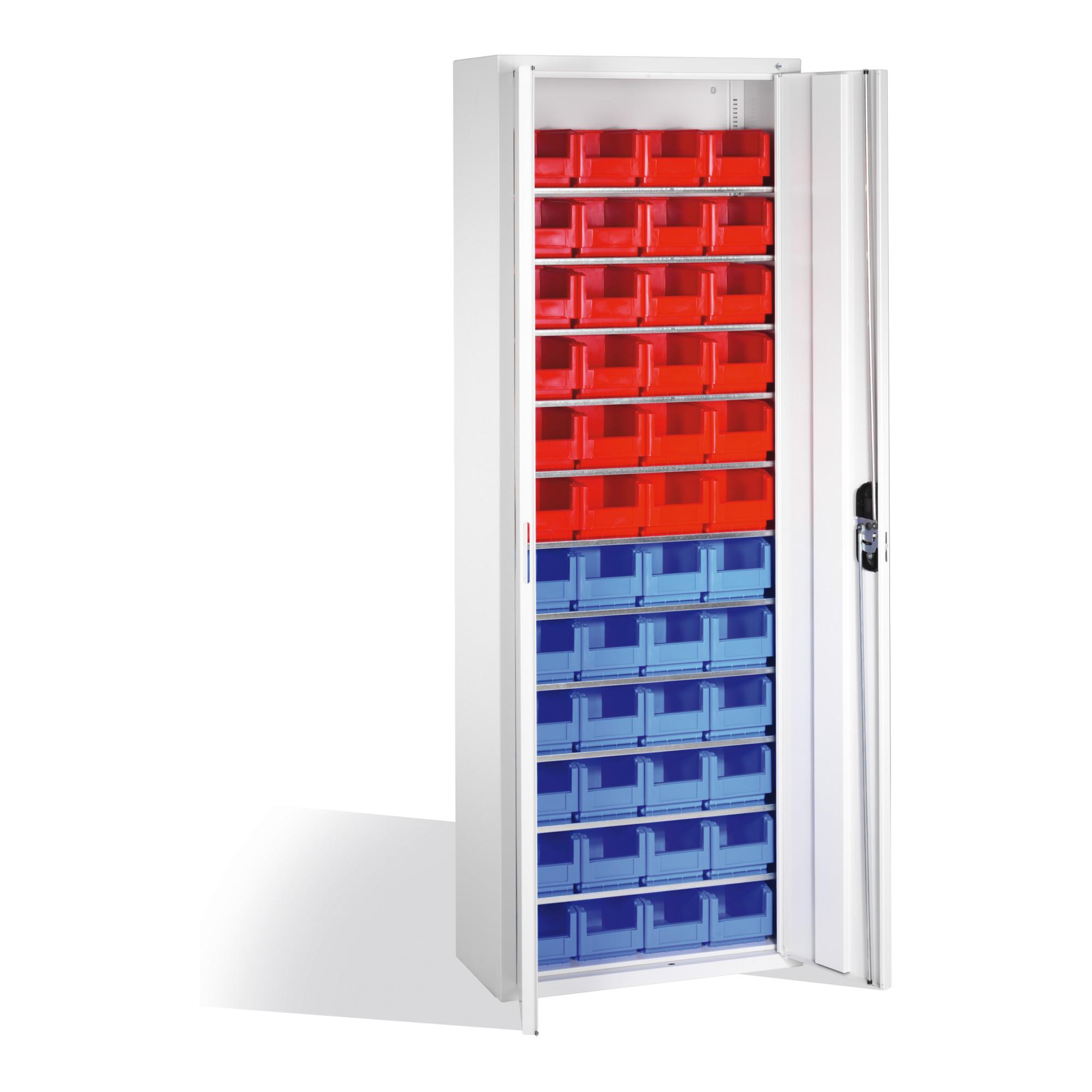 C+P Magazinschrank mit 48 Sichtlagerkästen, H1980xB700xT300mm Front Lichtgrau Korpus Lichtgrau ; C + P Möbelsysteme (133113-21|S10055)