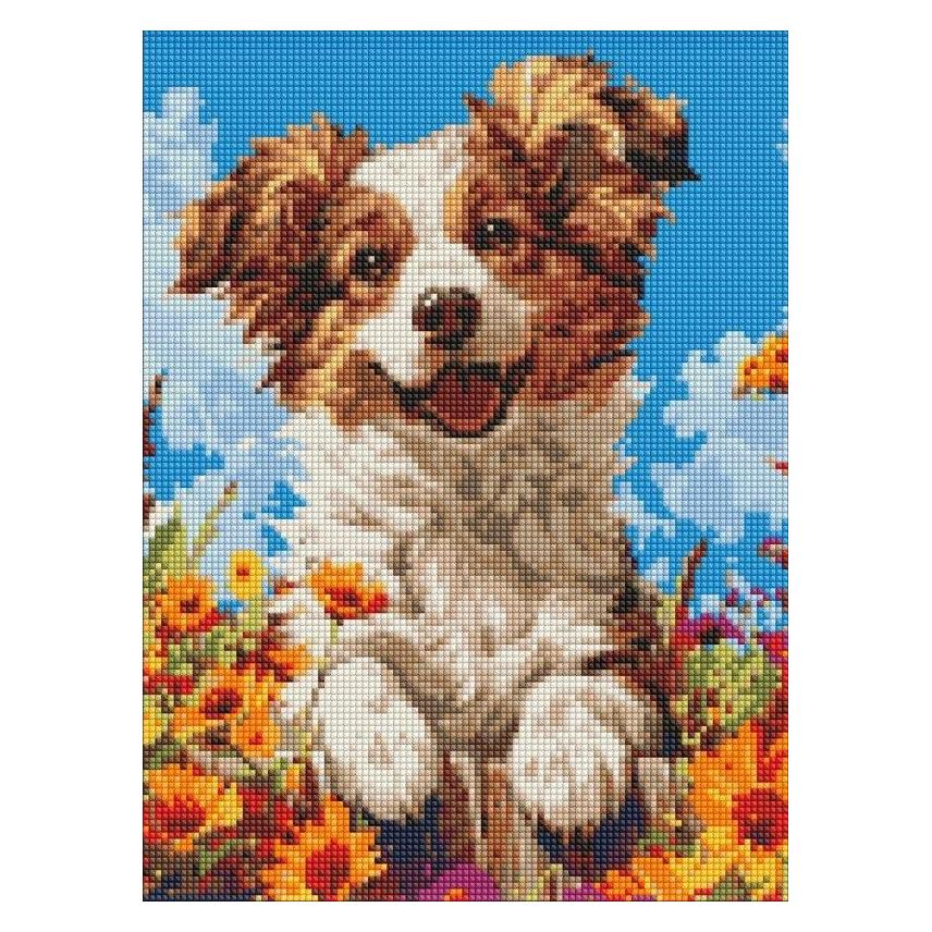 Ideyka Diamond Painting - Ein Hund in Blumen 30 x 40 cm (AMC8022)