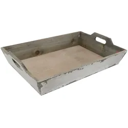 Holztablett mit Patina Antikweiß