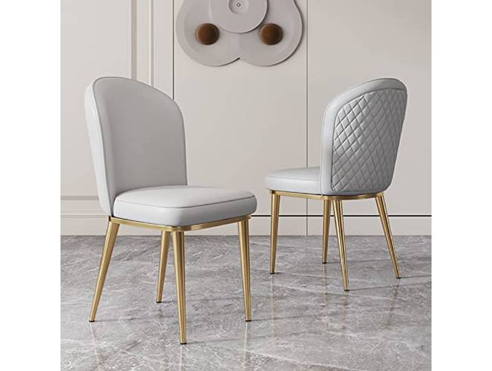 IXMLDAXD Der Stuhl, Modern Mid Century Dining Chair Set of 2 - Comfortable PU Leather Accent Chairs with Sturdy Metal Legs for Living Room and(Grey)