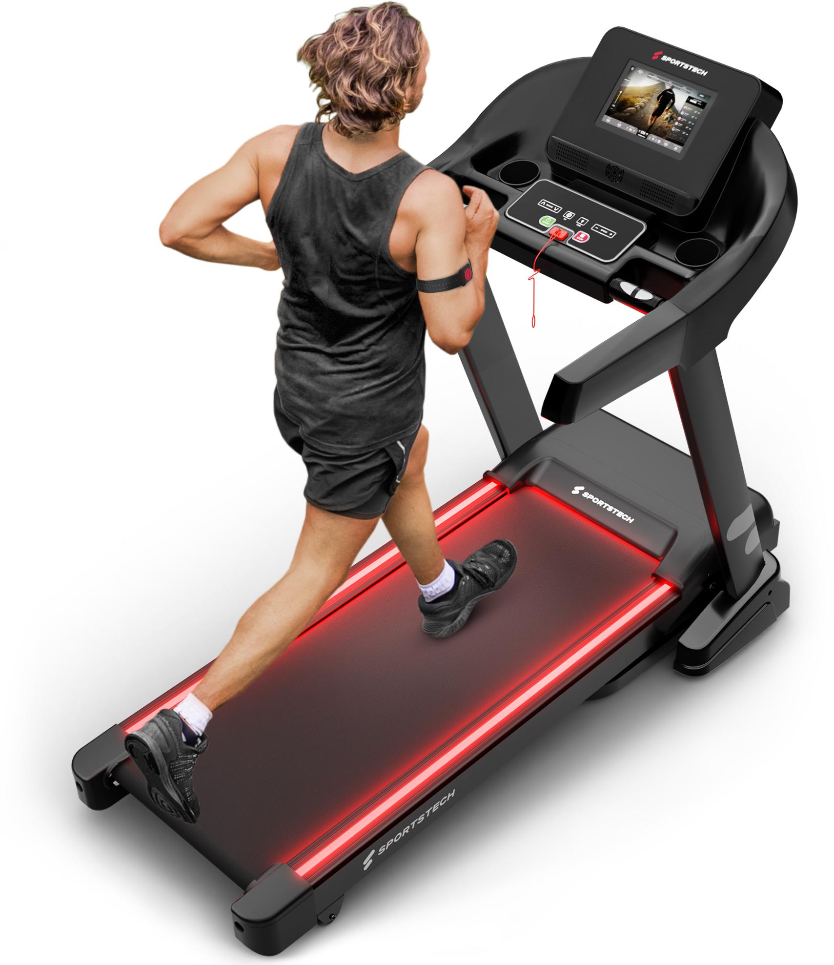 Sportstech F37s_10inch (PRO) Pro Laufband klappbar, 20 km/h, 7 PS, Steigung, App, 150 kg Training mit 10,1" Touchscreen