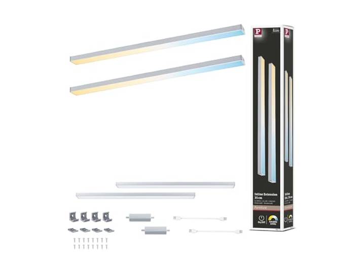 Paulmann 98613 LED Unterschrankleuchte Inline Ergänzungsset 2x4W 350x26mm 2x350lm 24V Chrom matt Tunable White