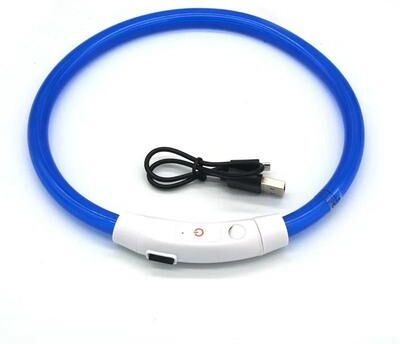 Uplift Picks USB Rechargeable LED Dog Collar Fiber Optic Light Up Dog Collar For Night Safety blue m 50 Cm