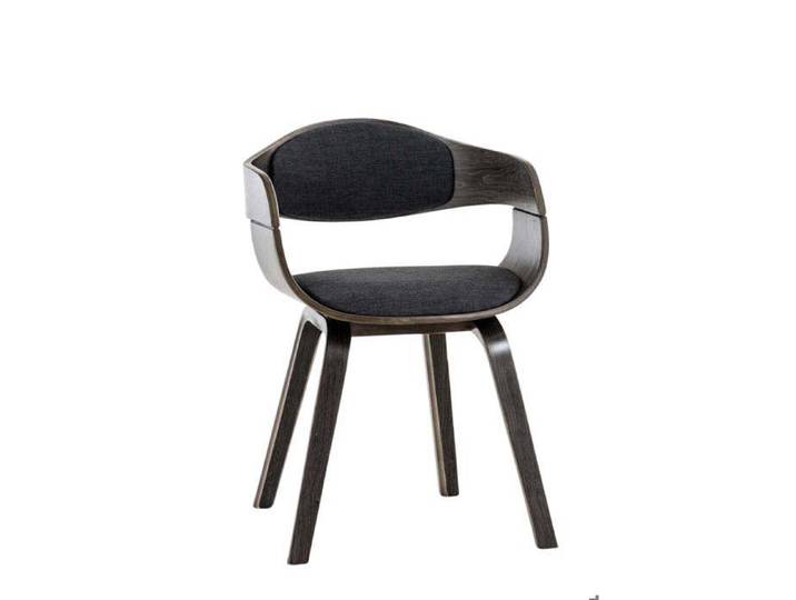 Chaise de bureau sans roulettes visiteur en tissu et bois design retro et confort maximal gris fonce BUR10551