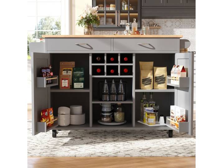 Îlot de cuisine 102 × 45 × 92 cm meuble de cuisine buffet avec rangements gris