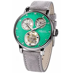 Poljot International 3450.T-SKL-5S Herrenuhr Tourbillon Emerald Grau/Grün