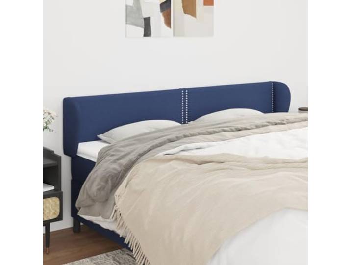 KTHLBRH Klassisches Kopfteil aus blauem Stoff für Betten mit elegantem Design und Höhenverstellung, robustes und atmungsaktives Material, Beine aus Lärchenholz