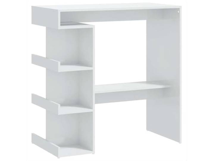 KGHERMDF Bartisch mit Regal Hochglanz-Weiß 100x50x101,5 cm 3 Ablageflächen, Fußstütze, Robust, Pflegeleicht, Für kleine Räume