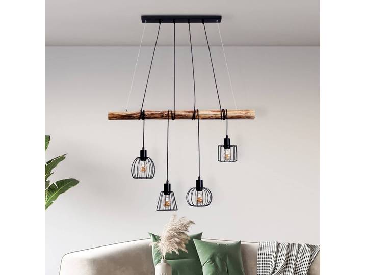 Näve Holz Hängelampe Woodland, dimmbar, schwarz, für Wohn- / Esszimmer, Holz, Vintage, Pendelleuchte