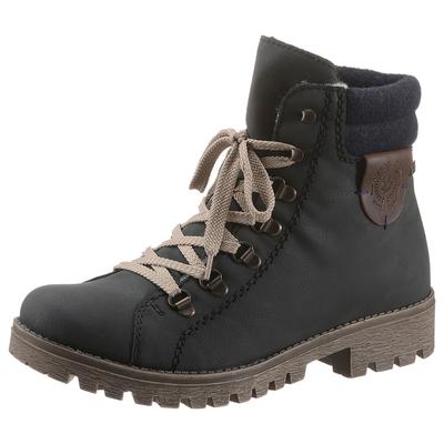 Winterboots RIEKER, Damen, Gr. 38, blau (dunkelblau), Filz, Lederimitat, Schuhe Winterboots, in Bergsteiger-Optik