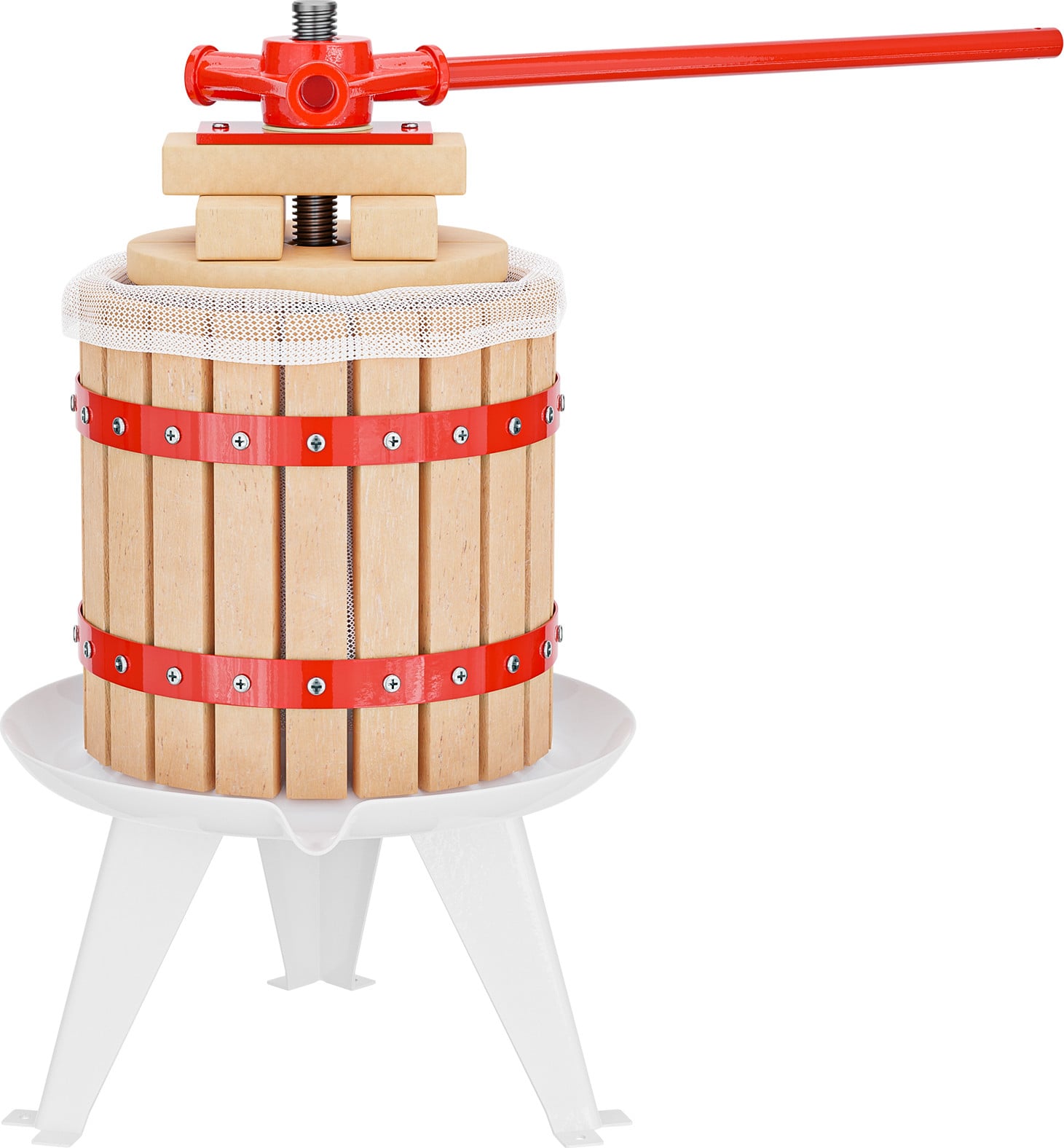 Wiltec Fruitpers van beukenhout met persdoek, handmatige wijnpers en mand van 240 x 270 mm, 12 liter