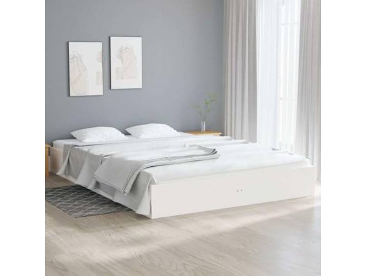 RJPLMFV Bettgestell aus Massivholz, 140 x 200 cm, Weiß Ohne Matratze, Lattenrost inklusive, robuste Kiefer, stabiler Lattenrost, modernes Schlafzimmer