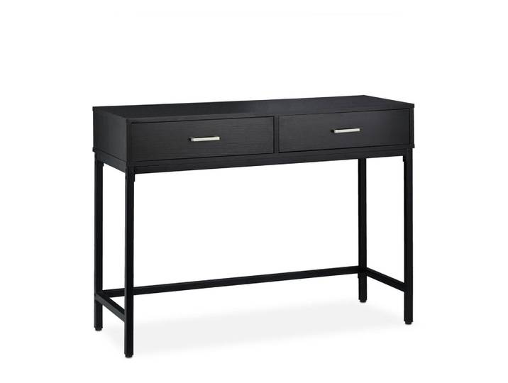 Relaxdays Konsolentisch Schwarz Silber 2 Schubladen, Metall, 110x81x42 cm, Wohnzimmer, Wohnzimmertische, Konsolentische