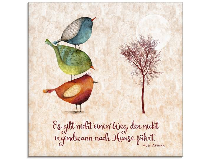 Glasbild ARTLAND Lebensweisheit Zu Hause , beige (farbe bild(er): naturfarben), B:20cm H:20cm, Bilder, Glasbild, in verschiedenen Grössen