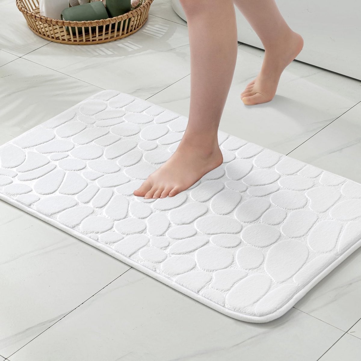 Luxe Antislip Badmat van Traagschuim - Wit - 40 x 60 cm